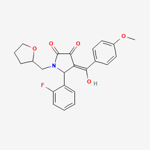 molecular formula C23H22FNO5 B5387272 (4E)-5-(2-fluorophenyl)-4-[hydroxy(4-methoxyphenyl)methylidene]-1-(tetrahydrofuran-2-ylmethyl)pyrrolidine-2,3-dione CAS No. 489463-71-0