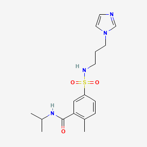 molecular formula C17H24N4O3S B5387275 5-({[3-(1H-imidazol-1-yl)propyl]amino}sulfonyl)-N-isopropyl-2-methylbenzamide 