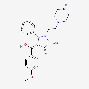 molecular formula C24H27N3O4 B5387282 3-HYDROXY-4-(4-METHOXYBENZOYL)-5-PHENYL-1-[2-(PIPERAZIN-1-YL)ETHYL]-2,5-DIHYDRO-1H-PYRROL-2-ONE 