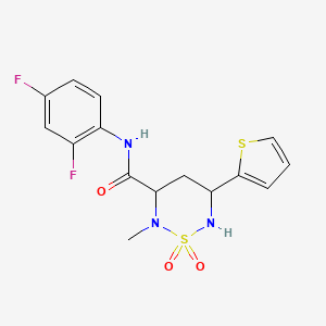 molecular formula C15H15F2N3O3S2 B5387398 N-(2,4-difluorophenyl)-2-methyl-5-(2-thienyl)-1,2,6-thiadiazinane-3-carboxamide 1,1-dioxide 