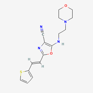 molecular formula C16H18N4O2S B5387403 5-{[2-(4-morpholinyl)ethyl]amino}-2-[2-(2-thienyl)vinyl]-1,3-oxazole-4-carbonitrile 