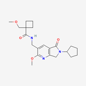 N-[(6-cyclopentyl-2-methoxy-5-oxo-6,7-dihydro-5H-pyrrolo[3,4-b]pyridin-3-yl)methyl]-1-(methoxymethyl)cyclobutanecarboxamide