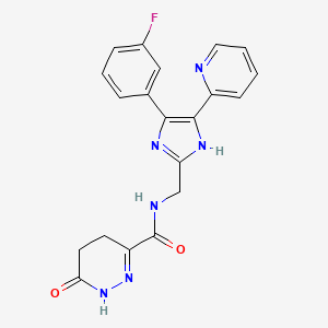 molecular formula C20H17FN6O2 B5387486 N-{[4-(3-fluorophenyl)-5-pyridin-2-yl-1H-imidazol-2-yl]methyl}-6-oxo-1,4,5,6-tetrahydropyridazine-3-carboxamide 