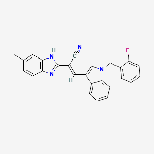 (E)-3-[1-[(2-fluorophenyl)methyl]indol-3-yl]-2-(6-methyl-1H-benzimidazol-2-yl)prop-2-enenitrile