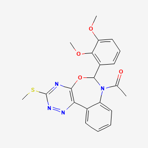 molecular formula C21H20N4O4S B5387532 1-[6-(2,3-Dimethoxyphenyl)-3-(methylsulfanyl)[1,2,4]triazino[5,6-D][3,1]benzoxazepin-7(6H)-YL]-1-ethanone 