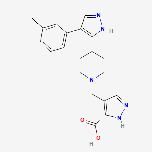 molecular formula C20H23N5O2 B5387537 4-({4-[4-(3-methylphenyl)-1H-pyrazol-5-yl]piperidin-1-yl}methyl)-1H-pyrazole-3-carboxylic acid 