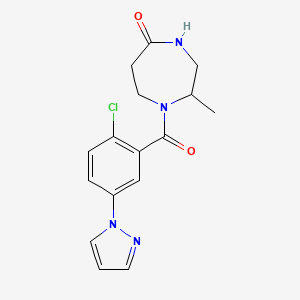 molecular formula C16H17ClN4O2 B5387576 1-[2-chloro-5-(1H-pyrazol-1-yl)benzoyl]-2-methyl-1,4-diazepan-5-one 