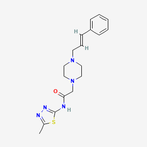 molecular formula C18H23N5OS B5387626 N-(5-methyl-1,3,4-thiadiazol-2-yl)-2-{4-[(2E)-3-phenylprop-2-en-1-yl]piperazin-1-yl}acetamide 