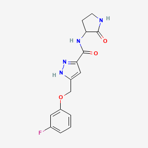 molecular formula C15H15FN4O3 B5387647 5-[(3-fluorophenoxy)methyl]-N-(2-oxopyrrolidin-3-yl)-1H-pyrazole-3-carboxamide 