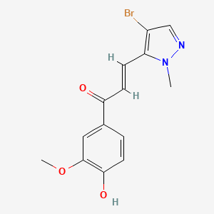 molecular formula C14H13BrN2O3 B5387653 (E)-3-(4-BROMO-1-METHYL-1H-PYRAZOL-5-YL)-1-(4-HYDROXY-3-METHOXYPHENYL)-2-PROPEN-1-ONE 