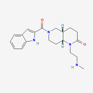 molecular formula C20H26N4O2 B5387699 rel-(4aS,8aR)-6-(1H-indol-2-ylcarbonyl)-1-[2-(methylamino)ethyl]octahydro-1,6-naphthyridin-2(1H)-one hydrochloride 