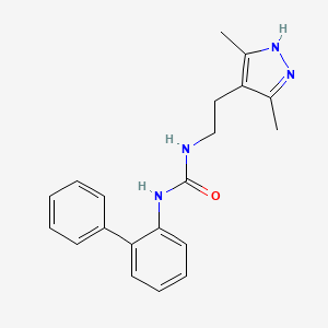 molecular formula C20H22N4O B5387773 1-[2-(3,5-dimethyl-1H-pyrazol-4-yl)ethyl]-3-(2-phenylphenyl)urea 