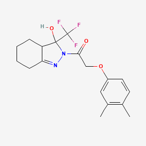 2-(3,4-DIMETHYLPHENOXY)-1-[3-HYDROXY-3-(TRIFLUOROMETHYL)-3,3A,4,5,6,7-HEXAHYDRO-2H-INDAZOL-2-YL]ETHAN-1-ONE