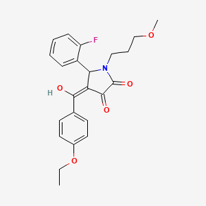 molecular formula C23H24FNO5 B5387899 4-(4-ethoxybenzoyl)-5-(2-fluorophenyl)-3-hydroxy-1-(3-methoxypropyl)-1,5-dihydro-2H-pyrrol-2-one 