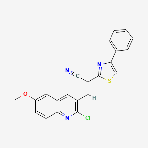 (E)-3-(2-chloro-6-methoxyquinolin-3-yl)-2-(4-phenyl-1,3-thiazol-2-yl)prop-2-enenitrile