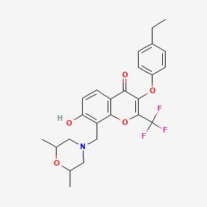 molecular formula C25H26F3NO5 B5387931 8-[(2,6-dimethylmorpholin-4-yl)methyl]-3-(4-ethylphenoxy)-7-hydroxy-2-(trifluoromethyl)-4H-chromen-4-one 