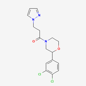 molecular formula C16H17Cl2N3O2 B5387935 2-(3,4-dichlorophenyl)-4-[3-(1H-pyrazol-1-yl)propanoyl]morpholine 