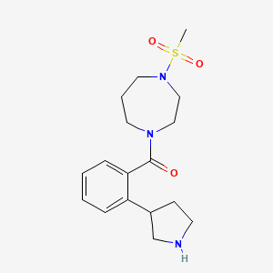 molecular formula C17H25N3O3S B5387940 1-(methylsulfonyl)-4-[2-(3-pyrrolidinyl)benzoyl]-1,4-diazepane hydrochloride 