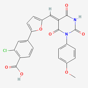 2-CHLORO-4-(5-{[(5Z)-1-(4-METHOXYPHENYL)-2,4,6-TRIOXO-1,3-DIAZINAN-5-YLIDENE]METHYL}FURAN-2-YL)BENZOIC ACID