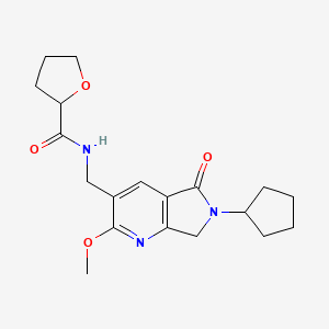 N-[(6-cyclopentyl-2-methoxy-5-oxo-6,7-dihydro-5H-pyrrolo[3,4-b]pyridin-3-yl)methyl]tetrahydrofuran-2-carboxamide