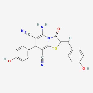 molecular formula C22H14N4O3S B5388043 5-Amino-7-(4-hydroxyphenyl)-2-[(4-hydroxyphenyl)methylene]-3-oxo-4,7-dihydro-1,3-thiazolidino[3,2-a]pyridine-6,8-dicarbonitrile 