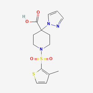 1-[(3-methyl-2-thienyl)sulfonyl]-4-(1H-pyrazol-1-yl)piperidine-4-carboxylic acid