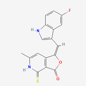 1-[(E)-1-(5-FLUORO-1H-INDOL-3-YL)METHYLIDENE]-6-METHYL-4-THIOXO-4,5-DIHYDROFURO[3,4-C]PYRIDIN-3(1H)-ONE