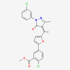 Methyl 2-chloro-5-(5-{[(4Z)-1-(3-chlorophenyl)-3-methyl-5-oxo-4,5-dihydro-1H-pyrazol-4-ylidene]methyl}furan-2-YL)benzoate