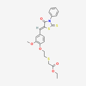 ethyl [(2-{2-methoxy-4-[(Z)-(4-oxo-3-phenyl-2-thioxo-1,3-thiazolidin-5-ylidene)methyl]phenoxy}ethyl)sulfanyl]acetate