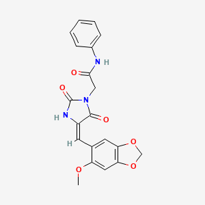 2-{4-[(6-methoxy-1,3-benzodioxol-5-yl)methylene]-2,5-dioxo-1-imidazolidinyl}-N-phenylacetamide