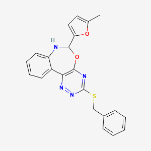 3-(benzylthio)-6-(5-methyl-2-furyl)-6,7-dihydro[1,2,4]triazino[5,6-d][3,1]benzoxazepine