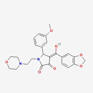 (4E)-4-[1,3-benzodioxol-5-yl(hydroxy)methylidene]-5-(3-methoxyphenyl)-1-(2-morpholin-4-ylethyl)pyrrolidine-2,3-dione