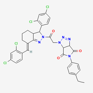 1-(2-{3-(2,4-DICHLOROPHENYL)-7-[(E)-1-(2,4-DICHLOROPHENYL)METHYLIDENE]-3,3A,4,5,6,7-HEXAHYDRO-2H-INDAZOL-2-YL}-2-OXOETHYL)-5-(4-ETHYLPHENYL)-3A,6A-DIHYDROPYRROLO[3,4-D][1,2,3]TRIAZOLE-4,6(1H,5H)-DIONE