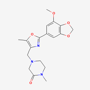 4-{[2-(7-methoxy-1,3-benzodioxol-5-yl)-5-methyl-1,3-oxazol-4-yl]methyl}-1-methylpiperazin-2-one