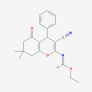 (E)-(ETHYL N-(3-CYANO-7,7-DIMETHYL-5-OXO-4-PHENYL-5,6,7,8-TETRAHYDRO-4H-CHROMEN-2-YL)CARBOXIMIDATE)