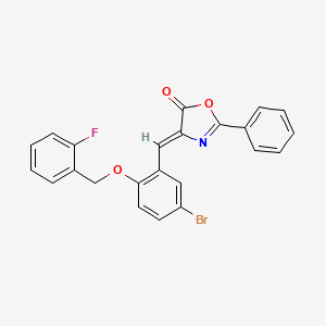 (4Z)-4-[[5-bromo-2-[(2-fluorophenyl)methoxy]phenyl]methylidene]-2-phenyl-1,3-oxazol-5-one