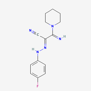 (E)-N-(4-FLUOROPHENYL)-2-IMINO-2-(PIPERIDIN-1-YL)ETHANECARBOHYDRAZONOYL CYANIDE