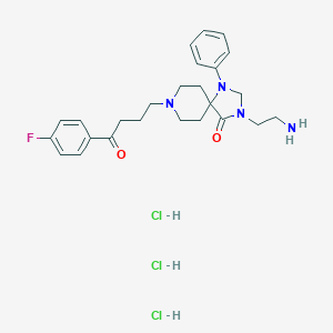molecular formula C25H34Cl3FN4O2 B053894 3-(2-Aminoethyl)-8-(3-(4-fluorobenzoyl)propyl)-4-oxo-1-phenyl-1,3,8-triazaspiro(4.5)decan-4-one CAS No. 125094-03-3