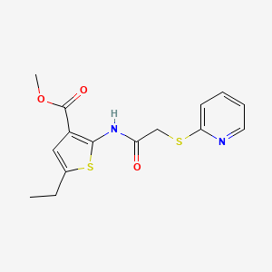 molecular formula C15H16N2O3S2 B5389455 methyl 5-ethyl-2-{[(2-pyridinylthio)acetyl]amino}-3-thiophenecarboxylate 