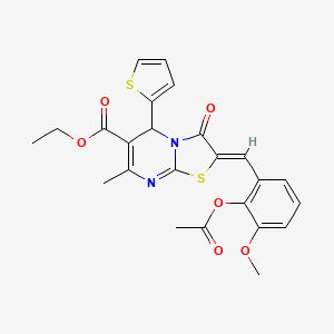 molecular formula C24H22N2O6S2 B5389507 ethyl (2Z)-2-[(2-acetyloxy-3-methoxyphenyl)methylidene]-7-methyl-3-oxo-5-thiophen-2-yl-5H-[1,3]thiazolo[3,2-a]pyrimidine-6-carboxylate 