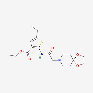 molecular formula C18H26N2O5S B5389830 ethyl 2-[(1,4-dioxa-8-azaspiro[4.5]dec-8-ylacetyl)amino]-5-ethyl-3-thiophenecarboxylate 