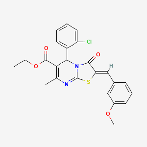 molecular formula C24H21ClN2O4S B5389988 Ethyl (2Z)-5-(2-chlorophenyl)-2-[(3-methoxyphenyl)methylidene]-7-methyl-3-oxo-2H,3H,5H-[1,3]thiazolo[3,2-A]pyrimidine-6-carboxylate 