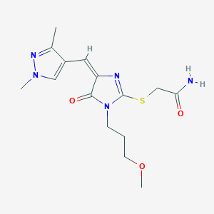 2-{[4-[(E)-1-(1,3-DIMETHYL-1H-PYRAZOL-4-YL)METHYLIDENE]-1-(3-METHOXYPROPYL)-5-OXO-4,5-DIHYDRO-1H-IMIDAZOL-2-YL]SULFANYL}ACETAMIDE