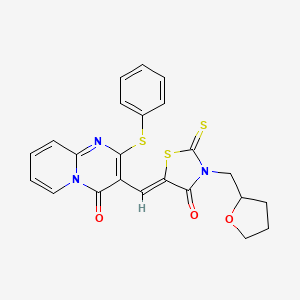 3-{(Z)-[4-oxo-3-(tetrahydrofuran-2-ylmethyl)-2-thioxo-1,3-thiazolidin-5-ylidene]methyl}-2-(phenylsulfanyl)-4H-pyrido[1,2-a]pyrimidin-4-one