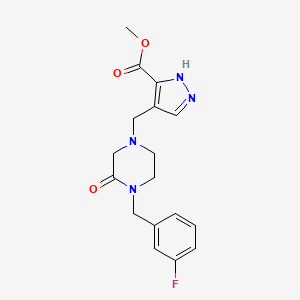 molecular formula C17H19FN4O3 B5390272 methyl 4-[[4-[(3-fluorophenyl)methyl]-3-oxopiperazin-1-yl]methyl]-1H-pyrazole-5-carboxylate 