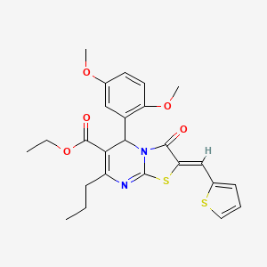 molecular formula C25H26N2O5S2 B5390519 ethyl 5-(2,5-dimethoxyphenyl)-3-oxo-7-propyl-2-(2-thienylmethylene)-2,3-dihydro-5H-[1,3]thiazolo[3,2-a]pyrimidine-6-carboxylate 