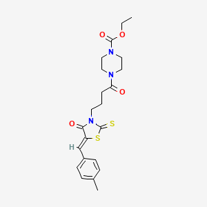 molecular formula C22H27N3O4S2 B5390577 ETHYL 4-{4-[(5Z)-5-[(4-METHYLPHENYL)METHYLIDENE]-4-OXO-2-SULFANYLIDENE-1,3-THIAZOLIDIN-3-YL]BUTANOYL}PIPERAZINE-1-CARBOXYLATE 