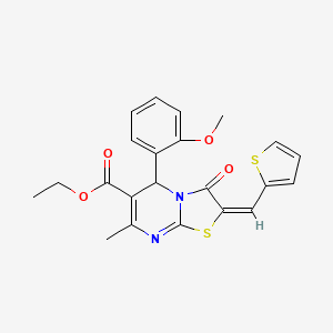 molecular formula C22H20N2O4S2 B5390965 ethyl 5-(2-methoxyphenyl)-7-methyl-3-oxo-2-(2-thienylmethylene)-2,3-dihydro-5H-[1,3]thiazolo[3,2-a]pyrimidine-6-carboxylate 