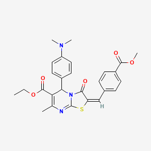 ethyl (2E)-5-[4-(dimethylamino)phenyl]-2-[(4-methoxycarbonylphenyl)methylidene]-7-methyl-3-oxo-5H-[1,3]thiazolo[3,2-a]pyrimidine-6-carboxylate