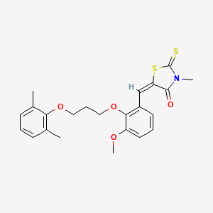 (5E)-5-[[2-[3-(2,6-dimethylphenoxy)propoxy]-3-methoxyphenyl]methylidene]-3-methyl-2-sulfanylidene-1,3-thiazolidin-4-one